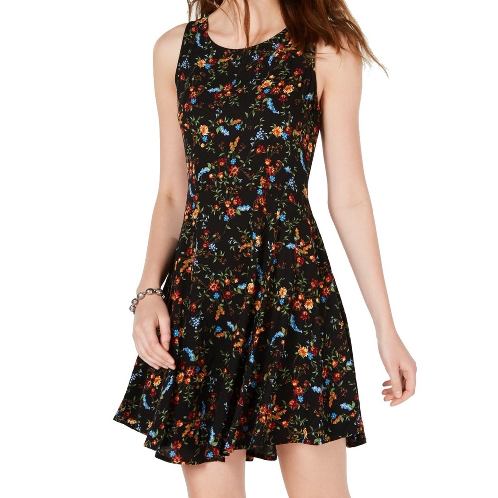 NWT Be Bop Black Floral A Line Skater Dress